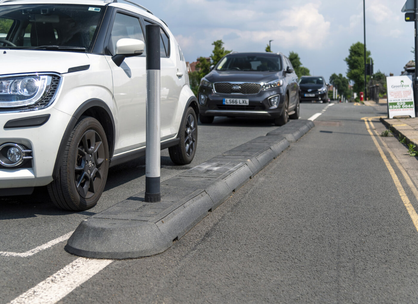 Carril bici protegido en funcionamiento