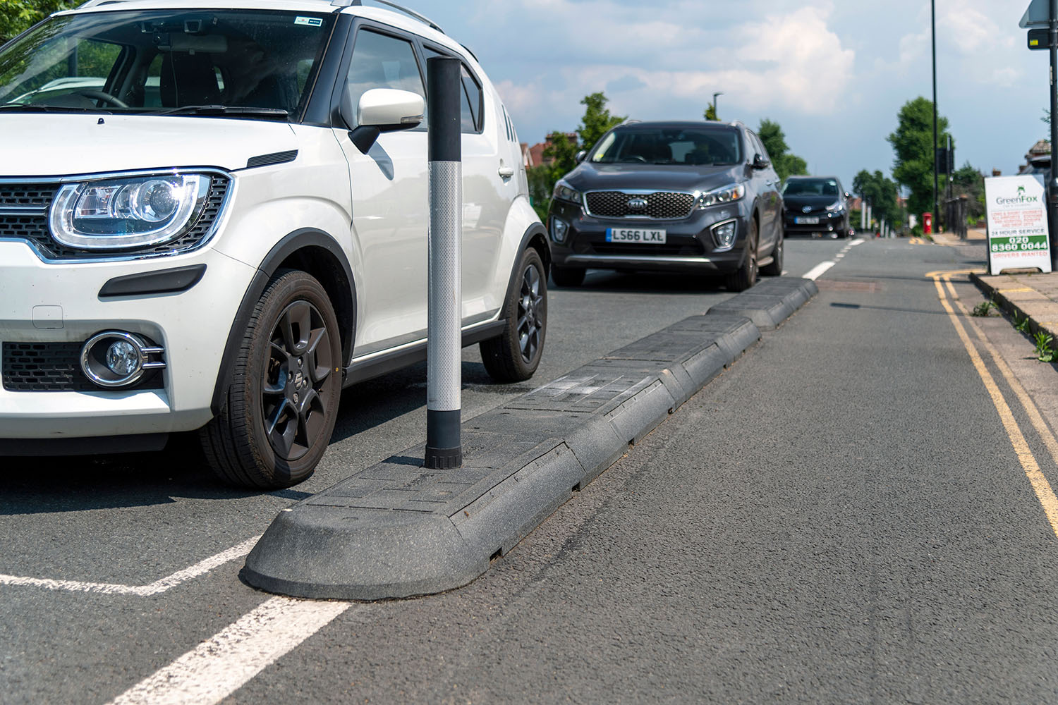 Lane Separators installed on road