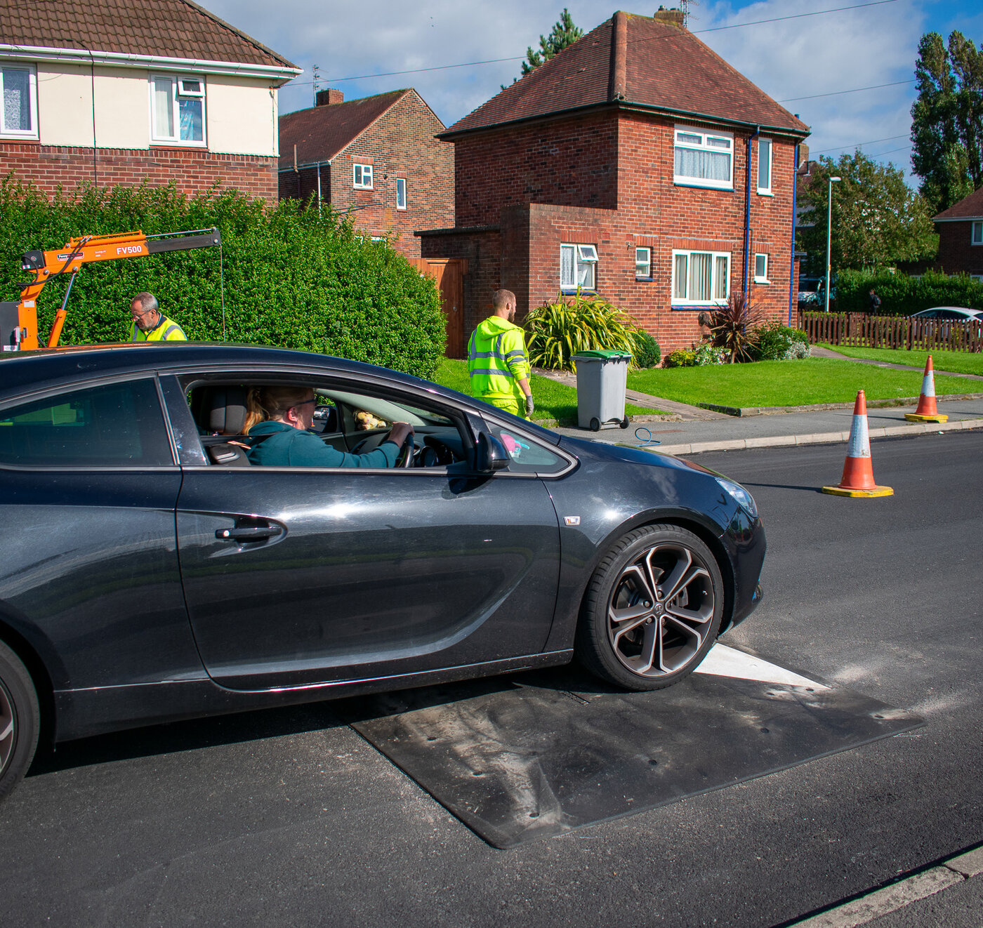 Completed speed cushion installation on Dinmore Avenue